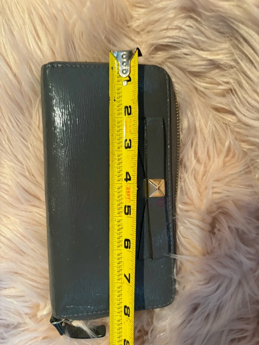 grey Kate Spade Beacon Court patent leather wallet